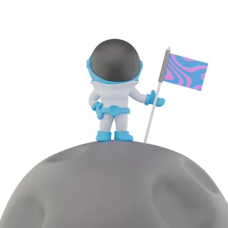 Astronaut With Moon  3D Icon