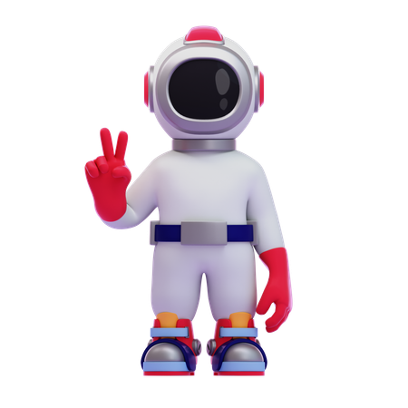 Astronaut With Peace Hand Symbol  3D Icon