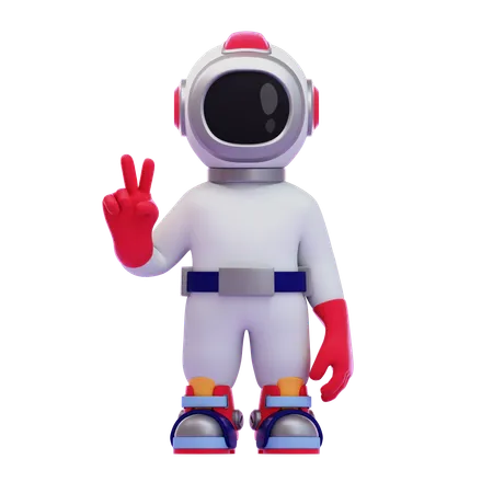 Astronaut With Peace Hand Symbol  3D Icon