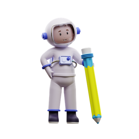 Astronaut With Pencil 3D Illustration