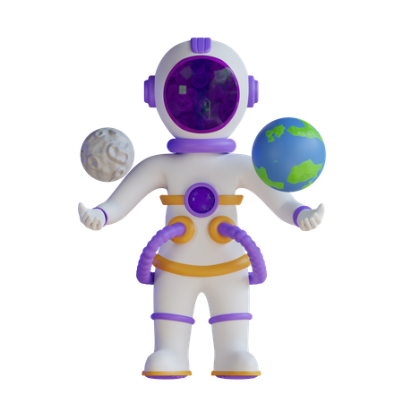 Astronaut with Planet 3D Illustration
