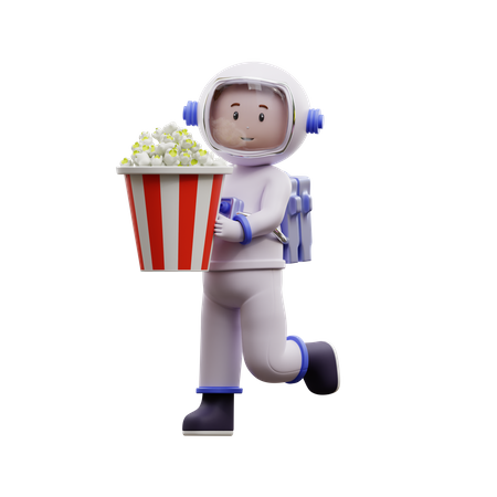 Astronaut With Popcorn  3D Illustration