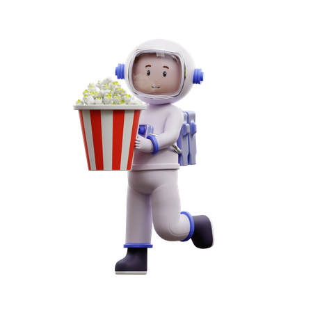 Astronaut With Popcorn 3D Illustration