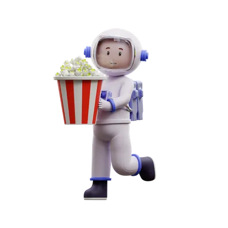 Astronaut With Popcorn 3D Illustration