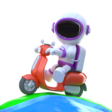 Astronaut with scooter  3D Illustration