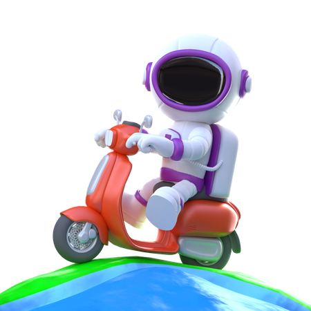 Astronaut with scooter 3D Illustration