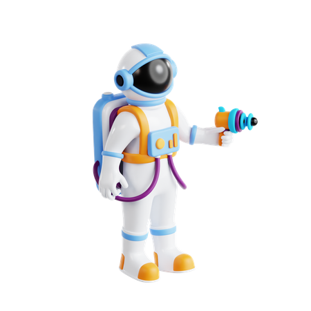 Astronaut With Space Gun  3D Icon