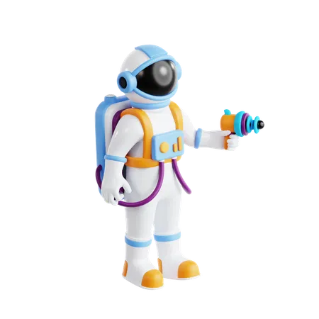 Astronaut With Space Gun  3D Icon