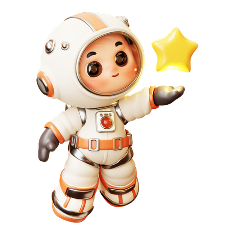 Astronaut With Star  3D Illustration