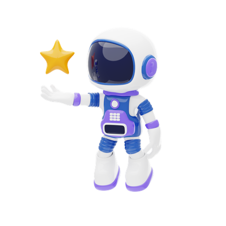 Astronaut With Star  3D Illustration