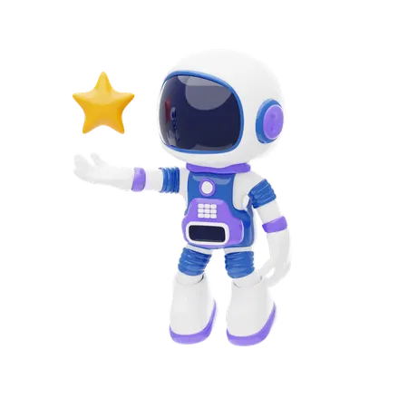 Astronaut With Star  3D Illustration