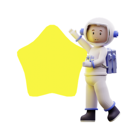 Astronaut With Stars  3D Illustration