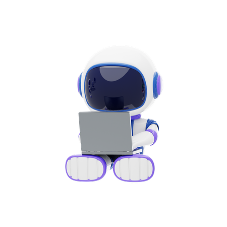 Astronaut Working On Laptop  3D Illustration
