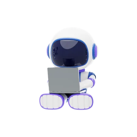 Astronaut Working On Laptop  3D Illustration
