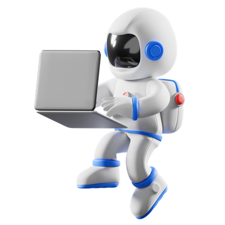 Astronaut working on laptop  3D Illustration