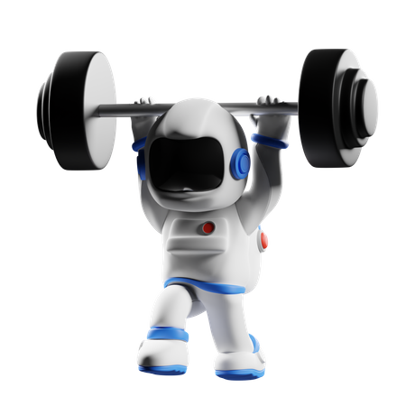 Astronaut working out  3D Illustration