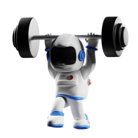 Astronaut working out 3D Illustration