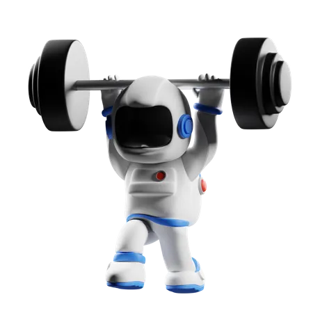 Astronaut working out  3D Illustration