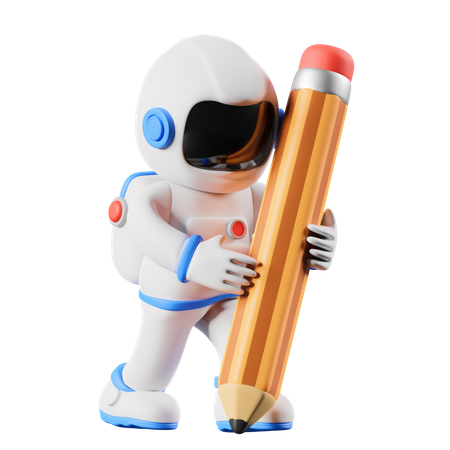 Astronaut writing using pencil  3D Icon
