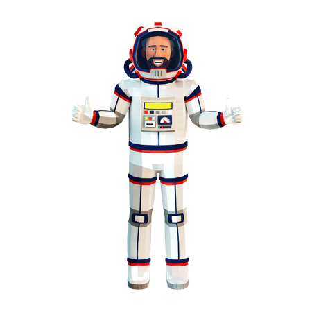 Astronaut zeigt Daumen hoch  3D Illustration