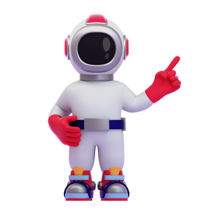 Astronaut zeigt mit einem Zeigefinger  3D Icon