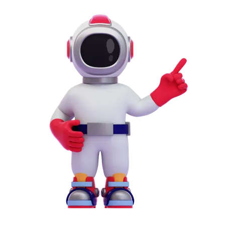 Astronaut zeigt mit einem Zeigefinger  3D Icon