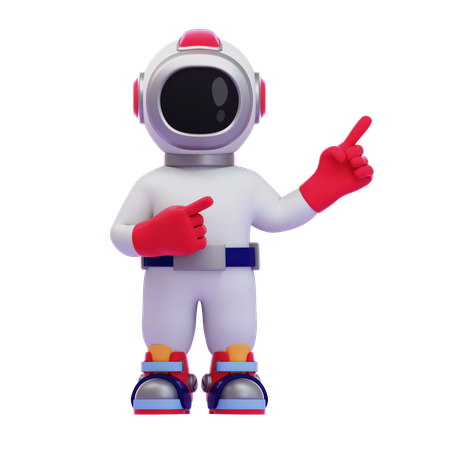 Astronaut zeigt mit zwei Zeigefingern  3D Icon