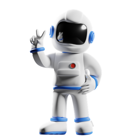 Astronaut zeigt Victory-Zeichen  3D Illustration