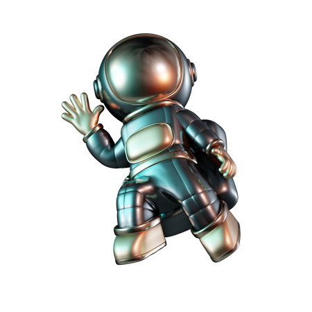 Astronauta acenando com a mão  3D Icon