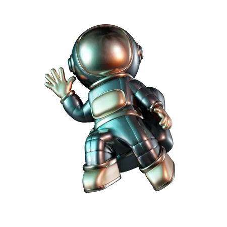 Astronauta acenando com a mão  3D Icon