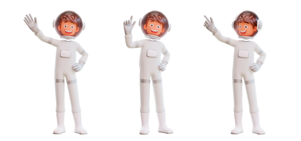 Astronauta saludando con la mano  3D Illustration