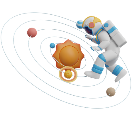 Astronauta llega a la galaxia  3D Illustration