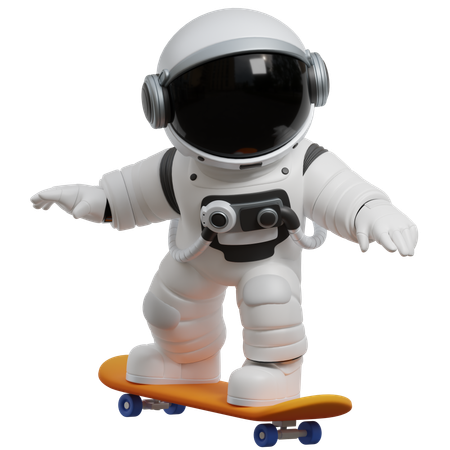 Astronauta andando de skate  3D Icon