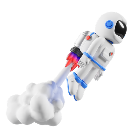 Astronauta andando em jetpack  3D Illustration