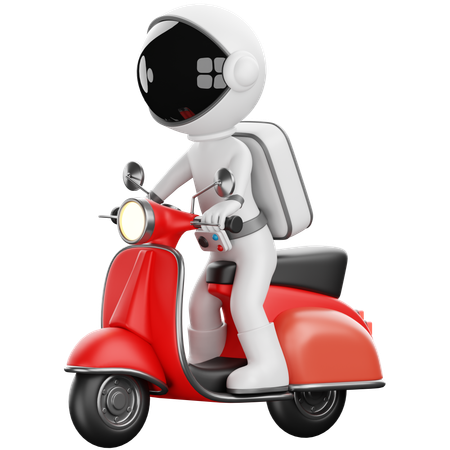 Astronauta andando en bicicleta  3D Illustration