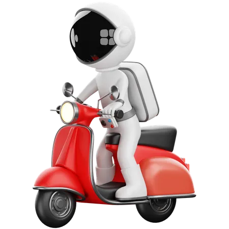 Astronauta andando en bicicleta  3D Illustration