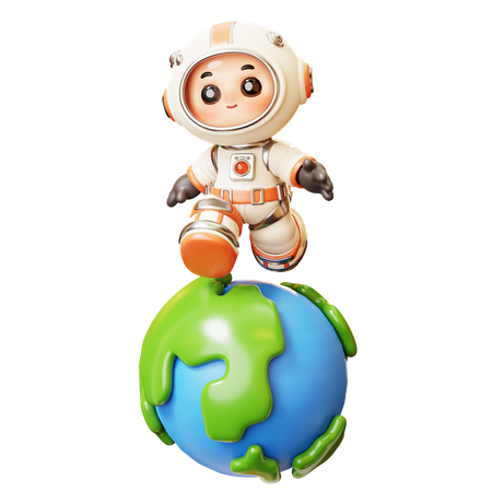 Astronauta caminhando na Terra  3D Illustration
