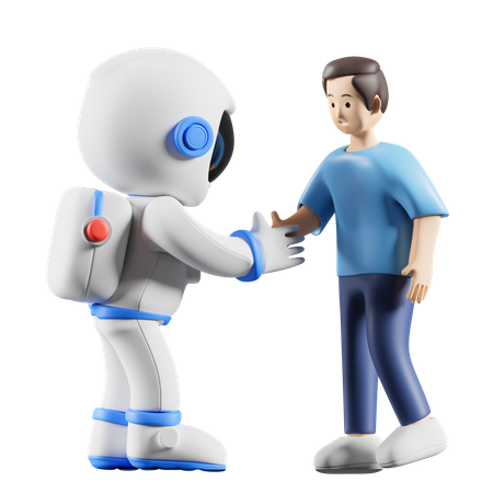 Astronauta apertando a mão de humano  3D Icon