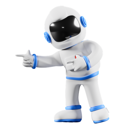 Astronauta apontando para o lado esquerdo  3D Illustration