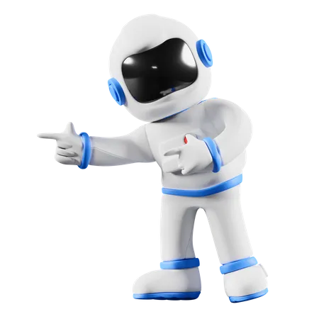 Astronauta apontando para o lado esquerdo  3D Illustration