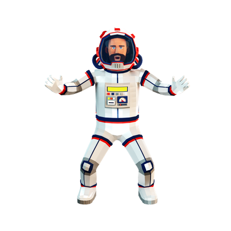 Astronauta assustado em um traje espacial  3D Illustration