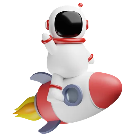 Un Astronauta En Un Cohete 3D Illustration