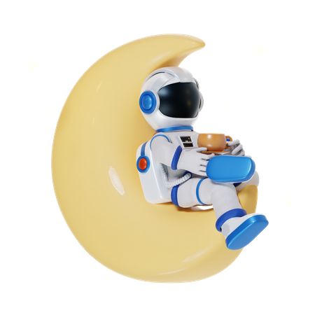 Astronauta tomando café  3D Illustration