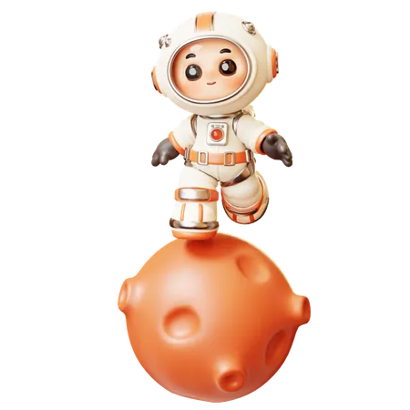 Astronauta caminando sobre Marte  3D Illustration