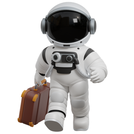 Astronauta carregando mala  3D Illustration