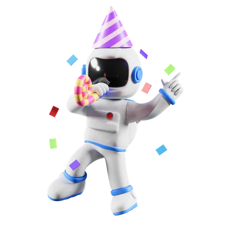 Astronauta celebrando en fiesta  3D Illustration