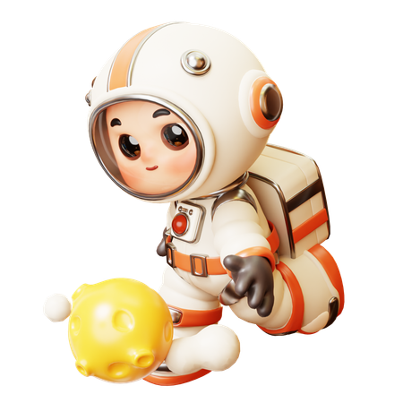 Astronauta chutando a lua como uma bola de futebol  3D Icon