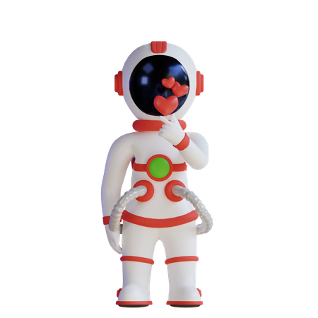 Astronauta com coração amoroso  3D Illustration