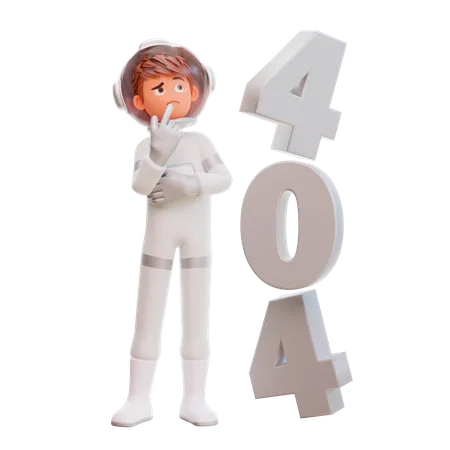 Astronauta com erro 404  3D Illustration