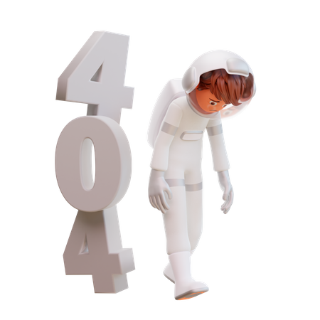 Astronauta com erro 404  3D Illustration